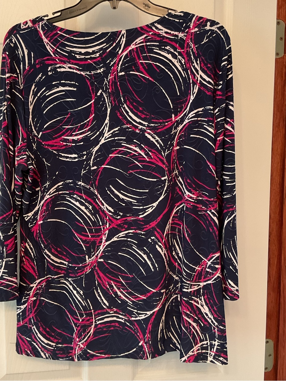 JM Collection Navy Blue Pink White Swirl Print Women's Skirt - Picture 3 of 8